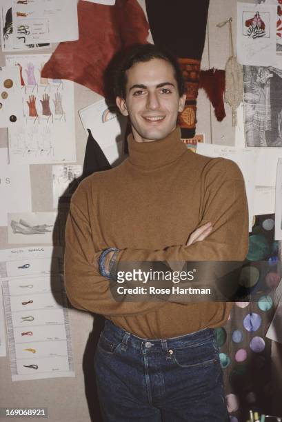 Fashion designer Marc Jacobs in his new office, January 1989.