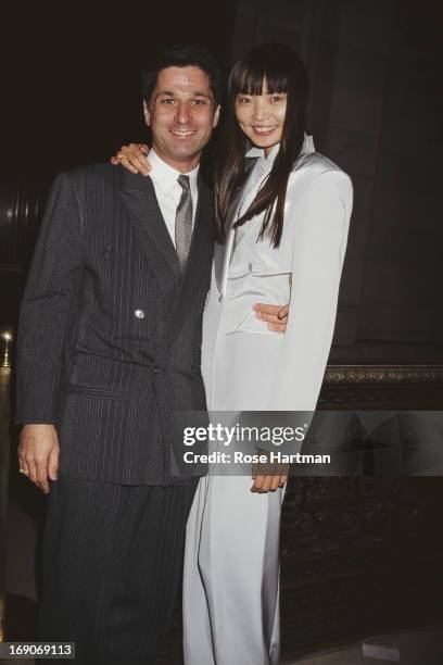 Model Irina Pantaeva and husband Roland Levan at CNN's 'Elsa Klensch - 15 Years of Style' party, New York City, 1995.