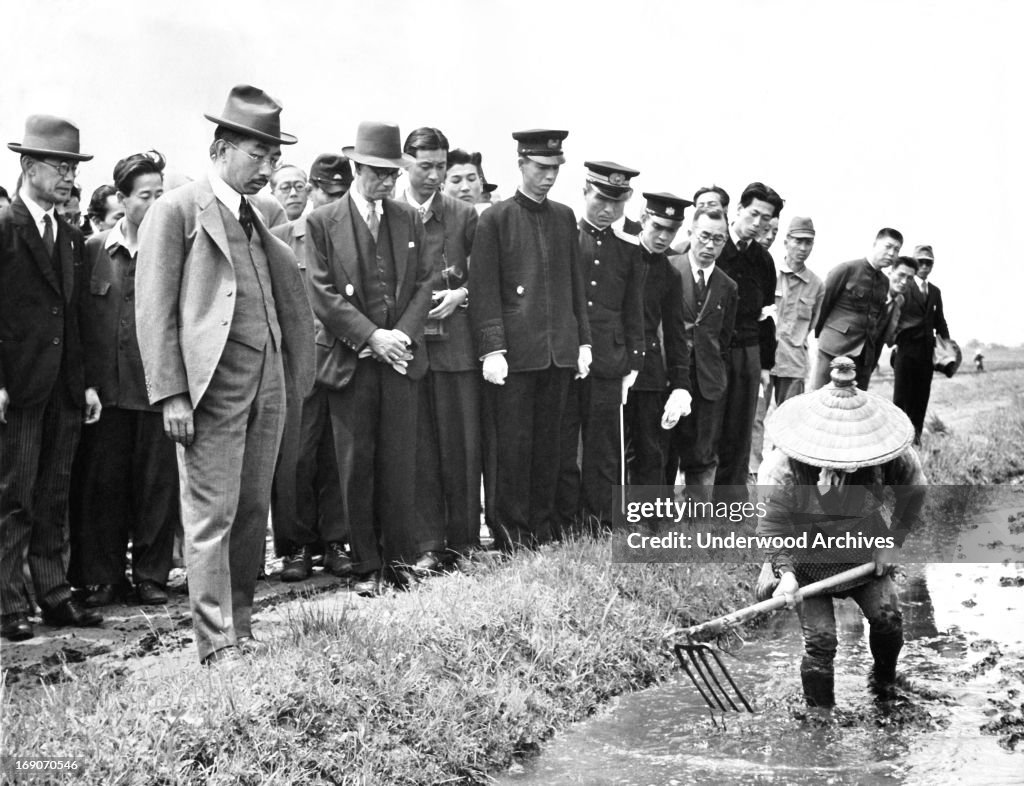 Emperor Hirohito Visits Farm