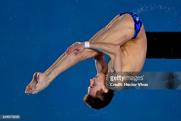 Victor Minibaev from Russia in action during the Men's 10 meters Platform Semifinals of the FINA MIDEA Diving World Series 2013 at Pan American...