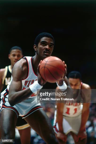 Ralph Sampson of the Virginia Cavaliers takes a foul shot during the 1983 NCAA game in Virginia. NOTE TO USER: User expressly acknowledges and agrees...