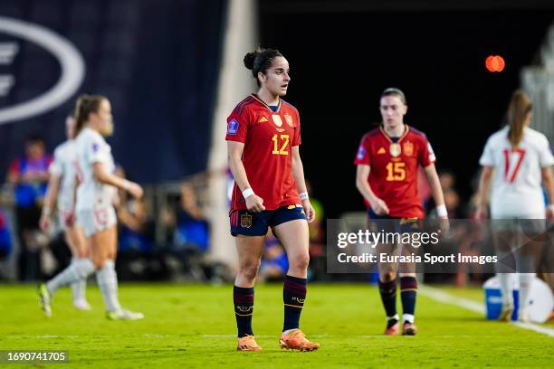 Oihane Hernandez of Spain walks in the field during the UEFA Women's Nations League Group D match between Spain and Switzerland at Estadio Nuevo...