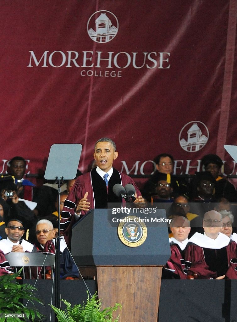 President Obama Delivers Remarks At Morehouse College 2013 Commencement