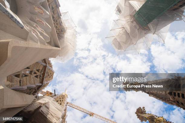 Sagrada Familia towers during the presentation of the Sagrada Familia's work forecasts and new projects on September 19 in Barcelona, Catalonia,...