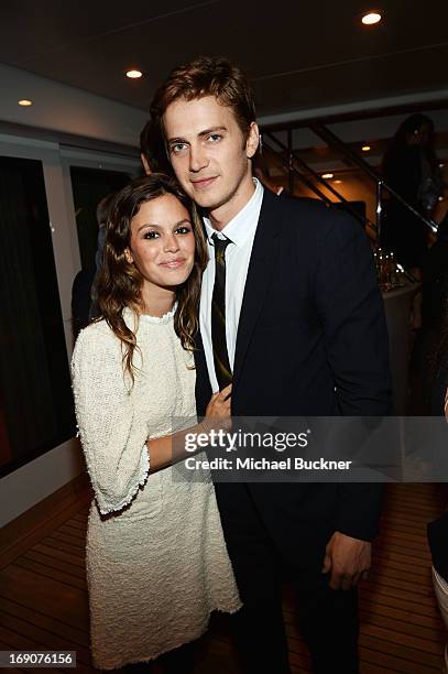 Actors Rachel Bilson and Hayden Christensen attend the Glacier Films launch party hosted by Hayden C and Michael Saylor aboard the Yacht Harle on May...