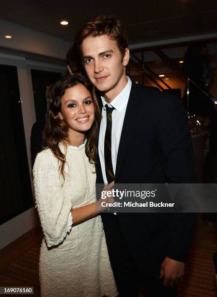 Actors Rachel Bilson and Hayden Christensen attend the Glacier Films launch party hosted by Hayden C and Michael Saylor aboard the Yacht Harle on May...