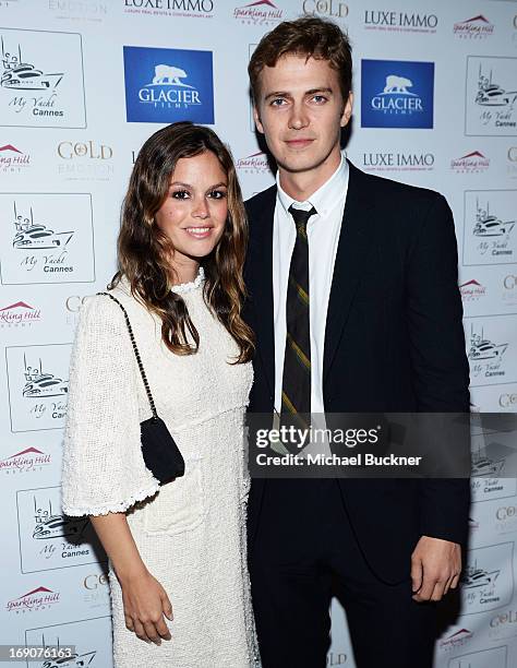 Actors Rachel Bilson and Hayden Christensen attend the Glacier Films launch party hosted by Hayden C and Michael Saylor aboard the Yacht Harle on May...