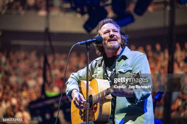 Lead singer, songwriter and guitarist Eddie Vedder of Pearl Jam performs live on stage at Moody Center on September 18, 2023 in Austin, Texas.