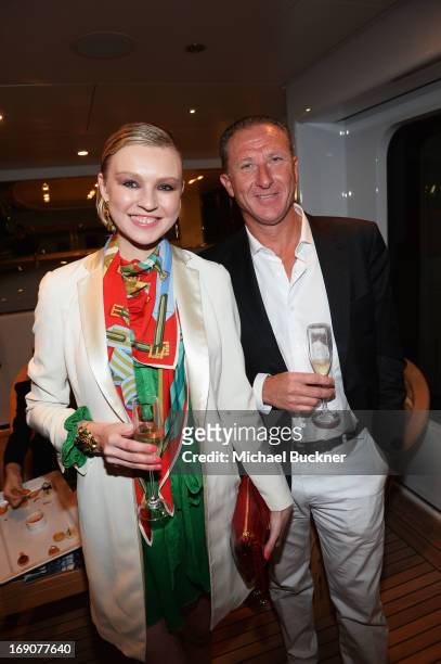 Guest attend the Glacier Films launch party hosted by Hayden C and Michael Saylor aboard the Yacht Harle on May 19, 2013 in Cannes, France.