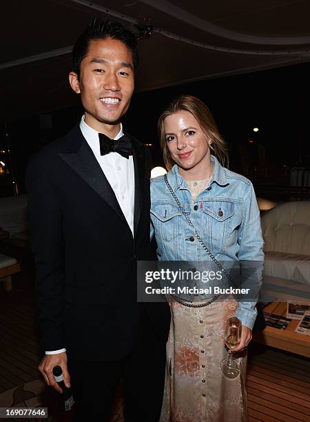 Guest attend the Glacier Films launch party hosted by Hayden C and Michael Saylor aboard the Yacht Harle on May 19, 2013 in Cannes, France.