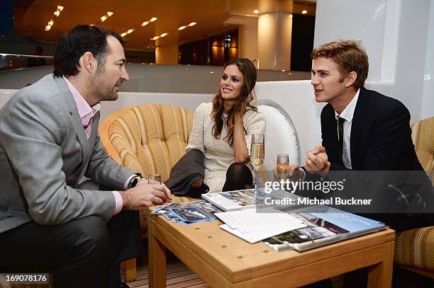 Actors Rachel Bilson and Hayden Christensen and a guest attend the Glacier Films launch party hosted by Hayden C and Michael Saylor aboard the Yacht...