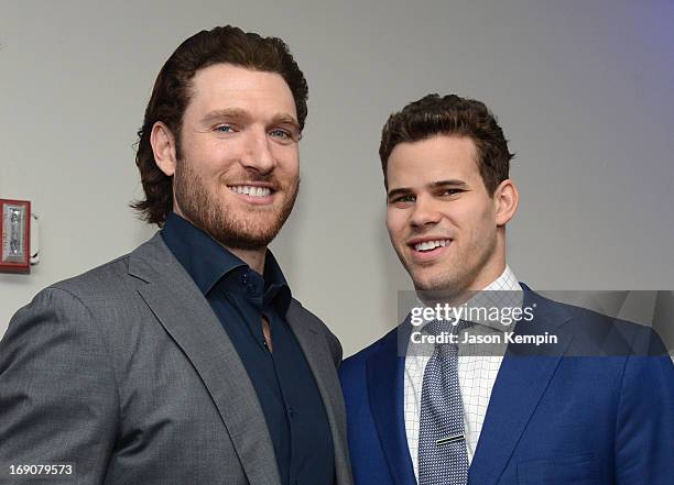 Pro basketball players Peter Cornell and Kris Humphries attend the 28th Anniversary Sports Spectacular Gala at the Hyatt Regency Century Plaza on May...