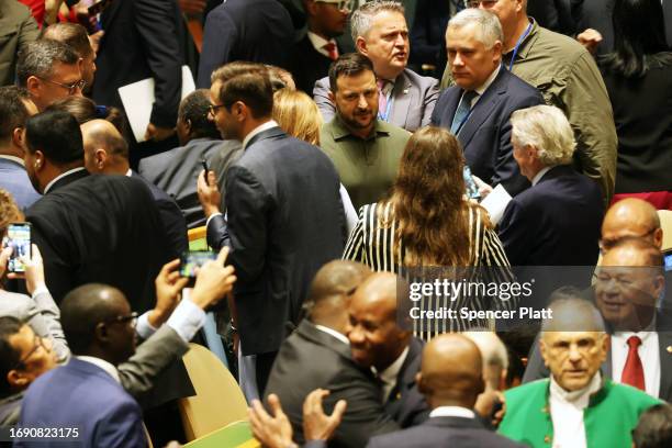 President Volodymyr Zelensky of Ukraine enters the General Assembly hall before the start of the United Nations General Assembly on September 19,...