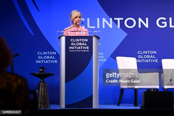 Dana Perino speaks onstage during the Clinton Global Initiative September 2023 Meeting at New York Hilton Midtown on September 19, 2023 in New York...