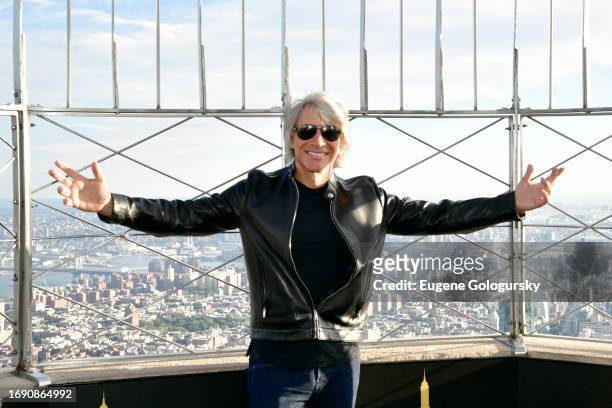 Jon Bon Jovi visits the Empire State Building on September 15, 2023 in New York City.