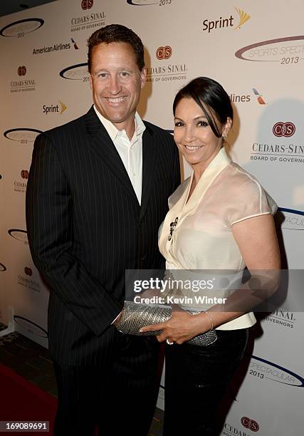 Former pro football player Jim Everett and wife Rachel attends the 28th Anniversary Sports Spectacular Gala at the Hyatt Regency Century Plaza on May...