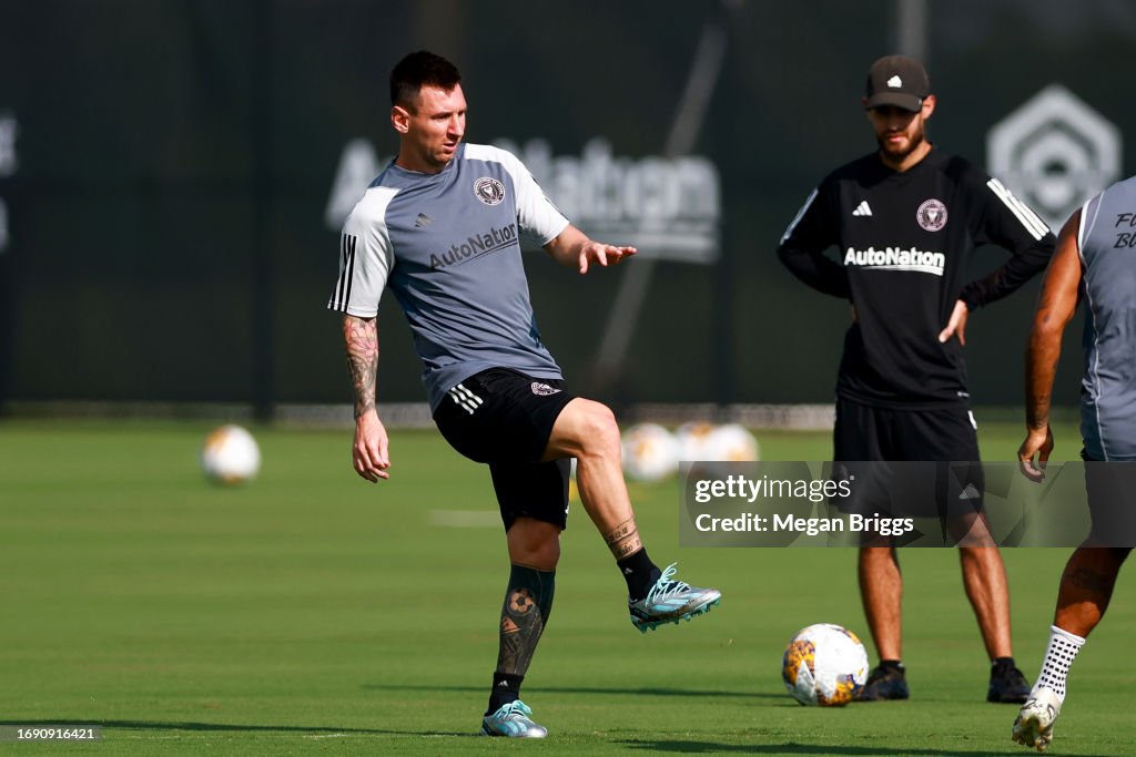 Lionel Messi of Inter Miami CF trains during an Inter Miami CF... News ...