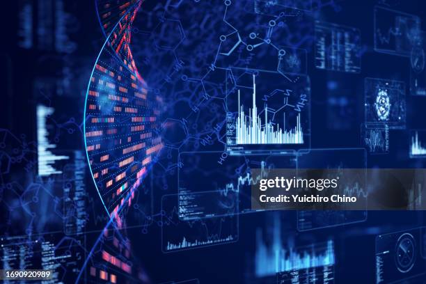 dna molecular structure and data - mutation génétique photos et images de collection