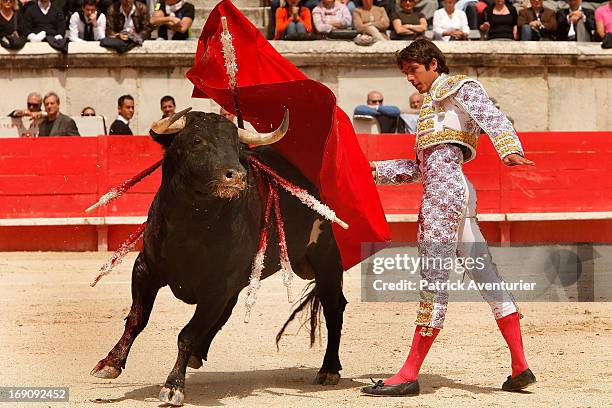 French bullfighter Sebastien Castella in action during the 61st annual Pentecost Feria de Nimes at Nimes Arena on May 19, 2013 in Nimes, France. The...