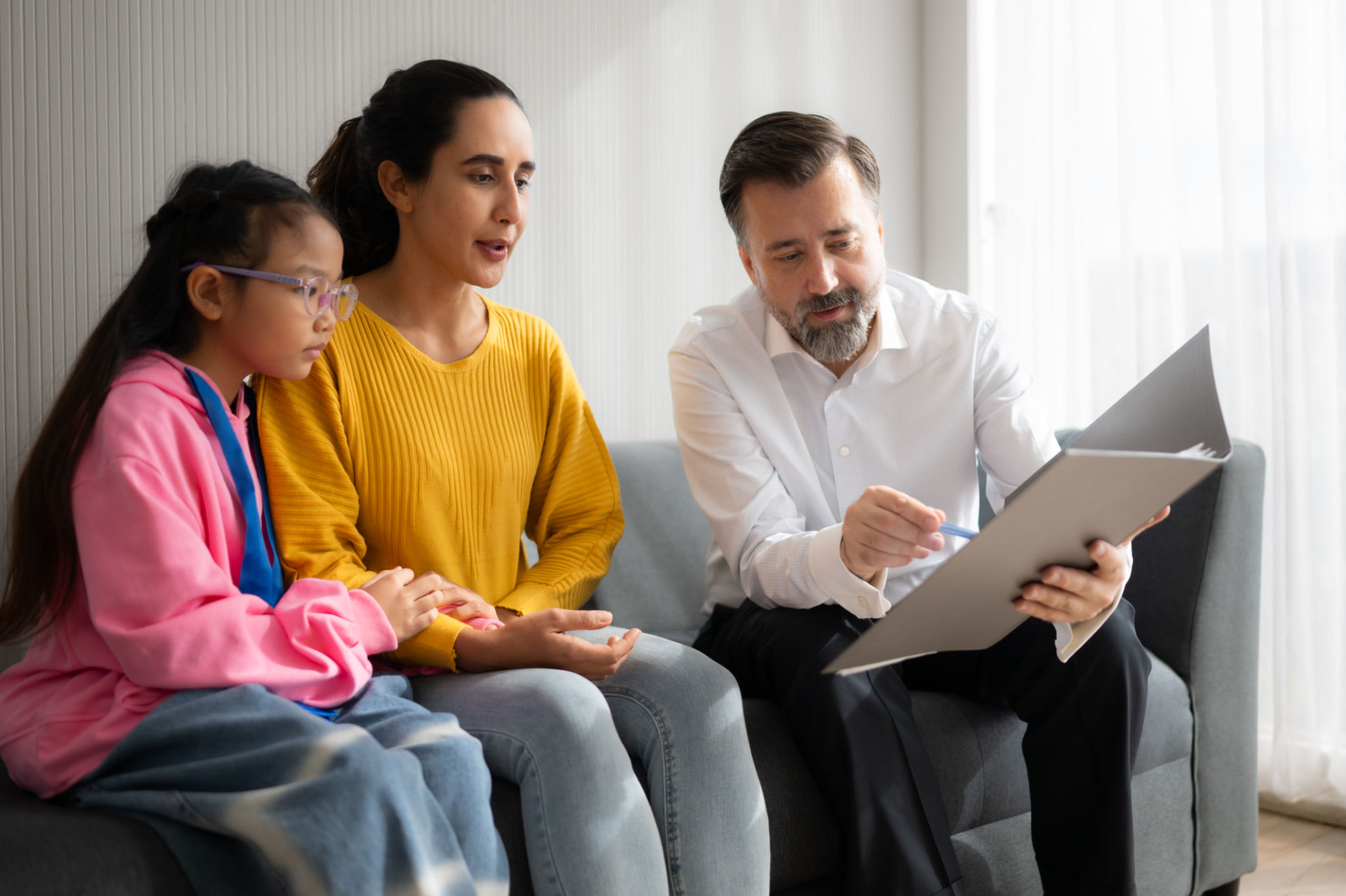 family reviewing legal documents