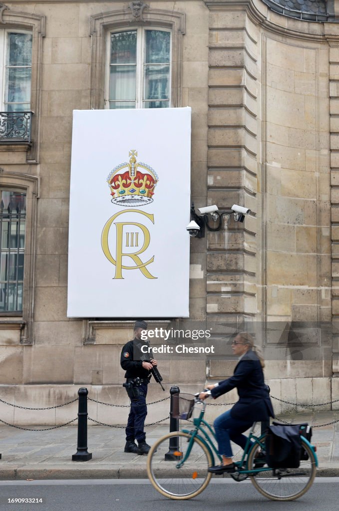 Tribute To King Charles III Are Displayed Prior To His Visit In France