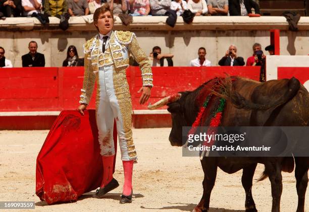 French bullfighter Juan Leal in action during the 61st annual Pentecost Feria de Nimes at Nimes Arena on May 19, 2013 in Nimes, France. The historic...
