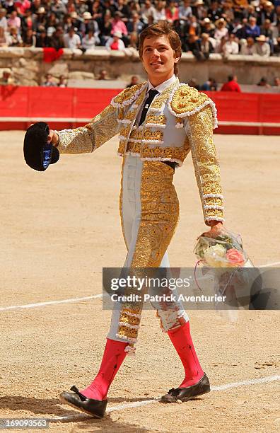 French bullfighter Juan Leal receives an ovation during the 61st annual Pentecost Feria de Nimes at Nimes Arena on May 19, 2013 in Nimes, France. The...