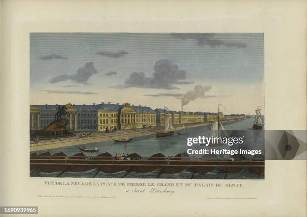 Vue de la Neva, de la place de Pierre-le-Grand et du palais du Sénat, à Saint-Pétersbourg, 1817-1824. Private Collection. Creator:...