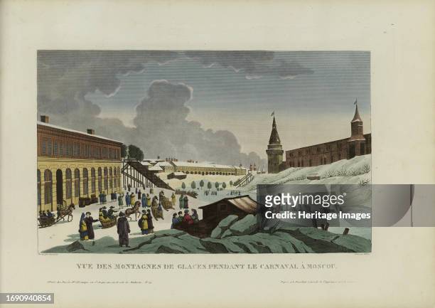 Vue des montagnes de glace pendant le carnaval à Moscou, 1817-1824. Private Collection. Creator: Courvoisier-Voisin, Henri .
