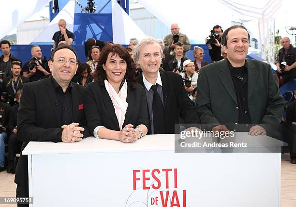 Cartoonists Kichka, Willis From Tunis, Plantu and and Dilem attends the photocall for 'Cartooning For Peace' at The 66th Annual Cannes Film Festival...