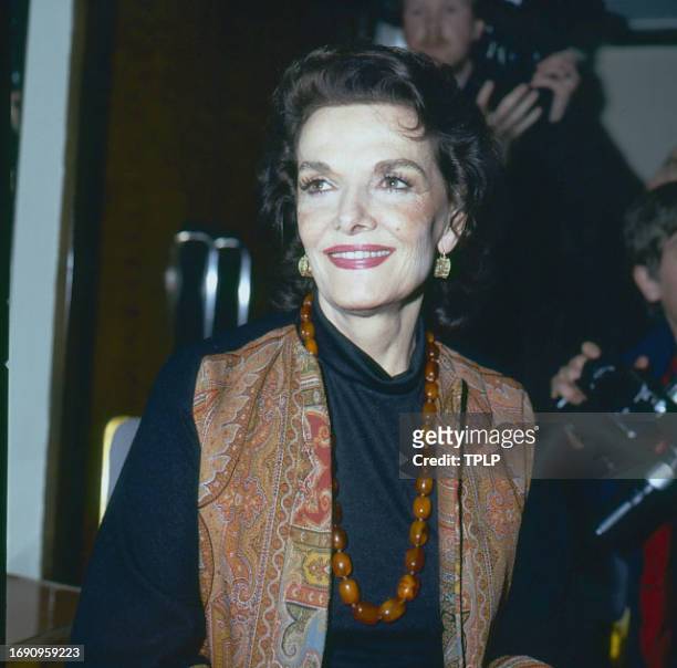 Portrait of American actress Jane Russell at the British Academy of Film and Television Arts , London, England, March 4, 1986.