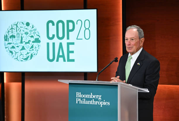 Special Envoy on Climate Ambition and Solutions and founder of Bloomberg LP and Bloomberg Philanthropies Michael R. Bloomberg speaks onstage as COP28...