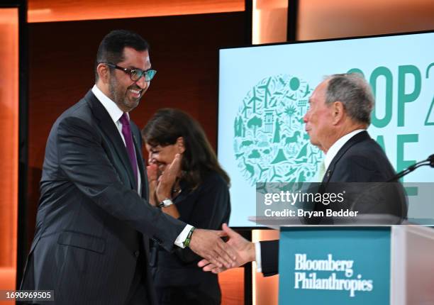 President-Designate Dr. Sultan Al Jaber and UN Special Envoy on Climate Ambition and Solutions and founder of Bloomberg LP and Bloomberg...