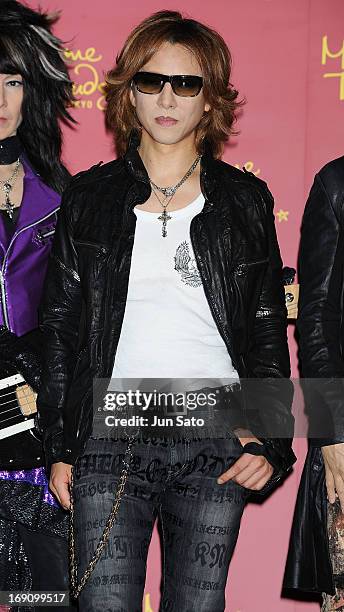 Musician Yoshiki of X Japan attends the X Japan wax figure unveiling press conference at Madame Tussauds on May 20, 2013 in Tokyo, Japan.