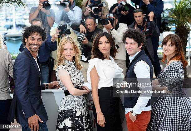 Tomer Sisley, Lea Drucker, Aure Atika, Clement Sibony and Elodie Navarre attend the photocall for 'Jeunes Talents Adami' during the 66th Annual...