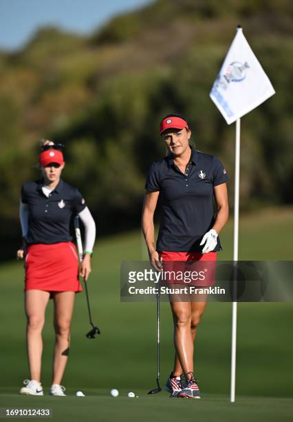 Nelly Korda and Lexi Thompson of team USA during practice prior to the The Solheim Cup at Finca Cortesin Golf Club on September 19, 2023 in Casares,...