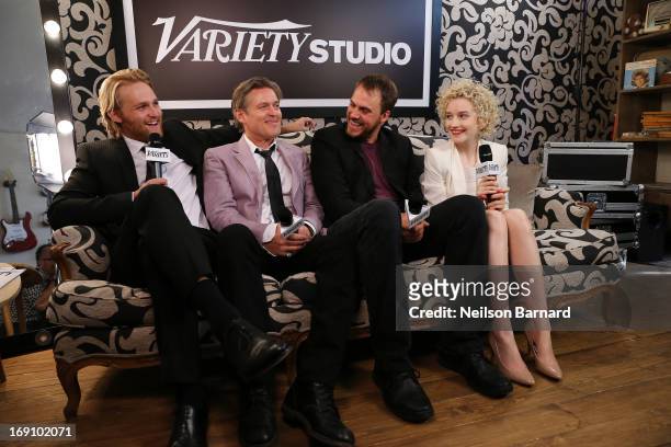 Wyatt Russell, Bill Sage, Jim Mickle and Julia Garner attend the Variety Studio at Chivas House on May 20, 2013 in Cannes, France.