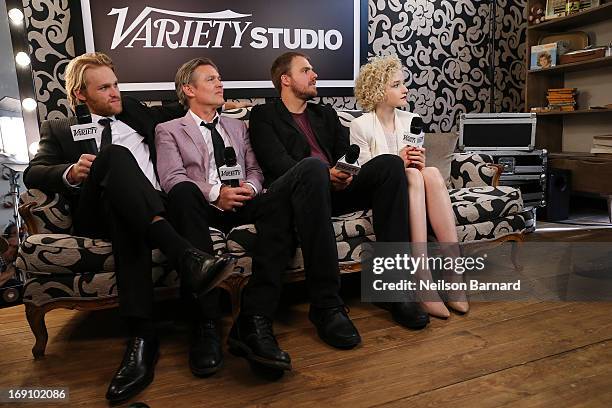 Wyatt Russell, Bill Sage, Jim Mickle and Julia Garner attend the Variety Studio at Chivas House on May 20, 2013 in Cannes, France.