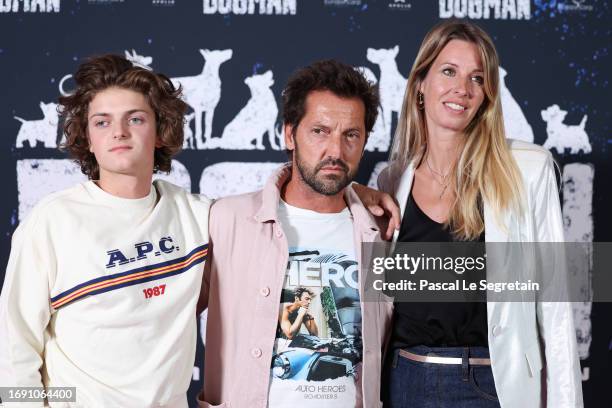 Frédéric Diefenthal , Stéphanie Séguin and Gabriel Diefenthal attend the "Dogman" premiere at Cinema UGC Normandie on September 19, 2023 in Paris,...