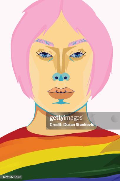 portrait of an lgbt girl - persona gay stock illustrations