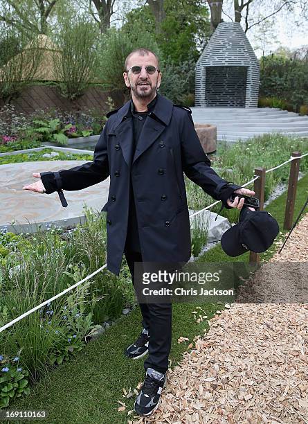 Ringo Starr poses in the B&Q Sentebale 'Forget-Me-Not' Garden at the Chelsea Flower Show at Royal Hospital Chelsea on May 20, 2013 in London,...
