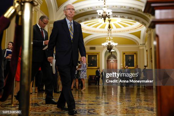 Senate Minority Leader Mitch McConnell arrives to a news conference following the weekly Republican Senate policy luncheon meeting at the U.S....