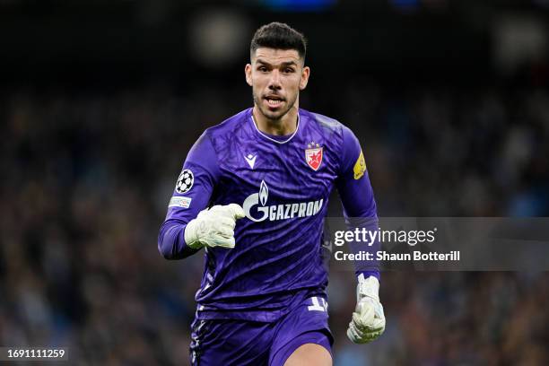 Omri Glazer of FK Crvena zvezda celebrates during the UEFA Champions League Group G match between Manchester City and FK Crvena zvezda at Etihad...