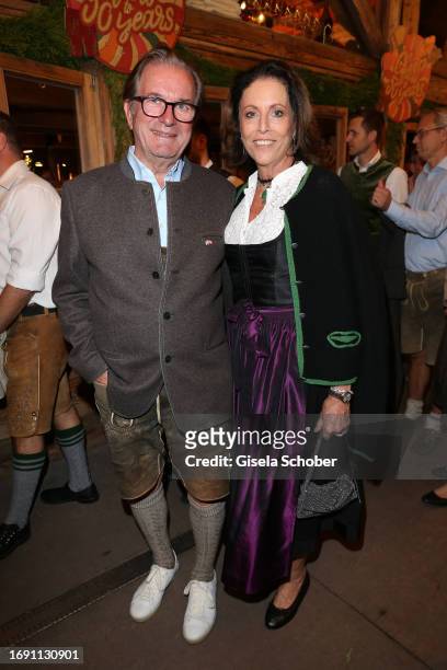 Thomas Haffa and Pia Hahn during the 188th Oktoberfest at Käferzelt on September 26, 2023 in Munich, Germany.