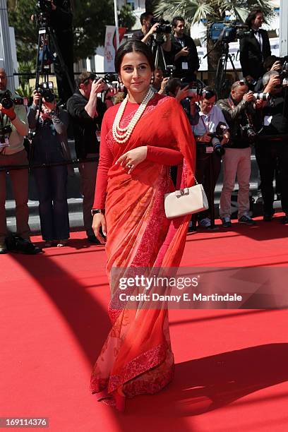 Jury member actress Vidya Balan attends the premiere for 'Un Chateau en Italie' during the 66th Annual Cannes Film Festival at Palais des Festivals...