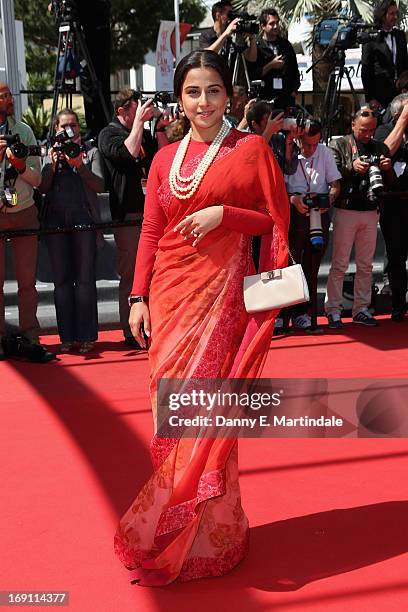 Jury member actress Vidya Balan attends the premiere for 'Un Chateau en Italie' during the 66th Annual Cannes Film Festival at Palais des Festivals...