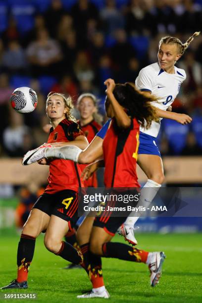 Aggie Beaver-Jones of England Women U23 heads towards goal during the Women's International Friendly between England Women U23 and Belgium U23 at The...