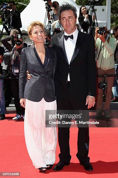 Paolo Sorrentino and Daniela Sorrentino attend the premiere for 'Un Chateau en Italie' during the 66th Annual Cannes Film Festival at Palais des...