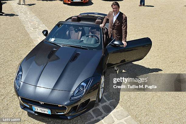 Salvatore Ferragamo Jr. Receives a Jaguar F-Type during the Jaguar F-Type Event at Castello di Gabbiano on May 14, 2013 in in Mercatale val di Pesa ,...