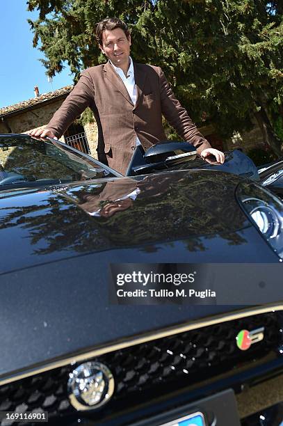 Salvatore Ferragamo Jr. Receives a Jaguar F-Type during the Jaguar F-Type Event at Castello di Gabbiano on May 14, 2013 in in Mercatale val di Pesa ,...